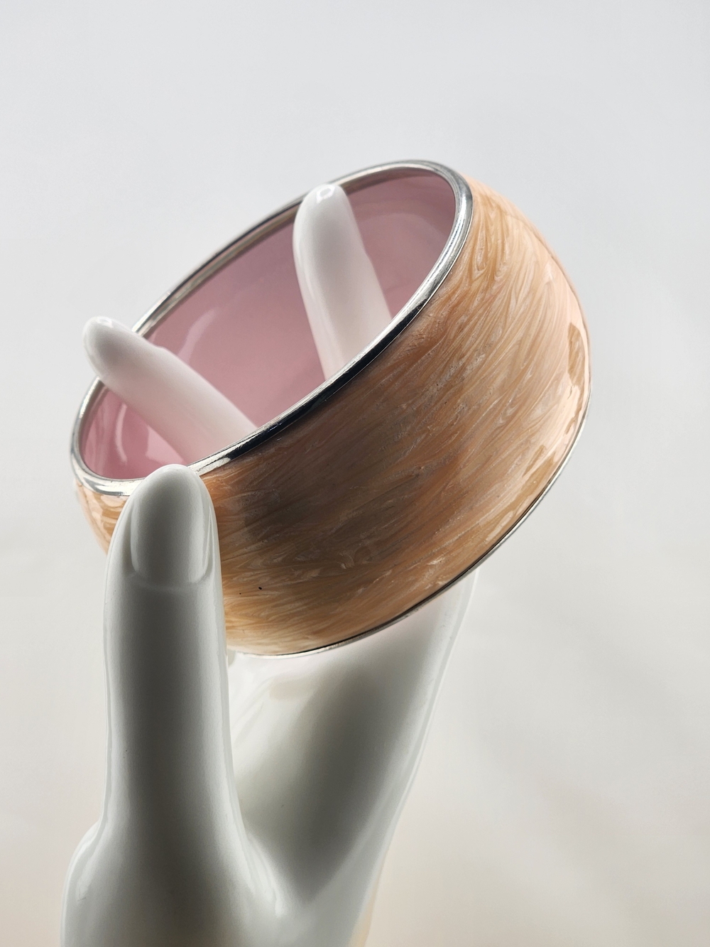 8.25in Neutral Marbled Metal Bangle Bracelet - 0555